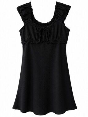 No Boundaries Black Ruffled Sleeve A-Line Dress